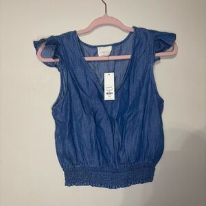 Harper Blue Ruffle Sleeve Blouse